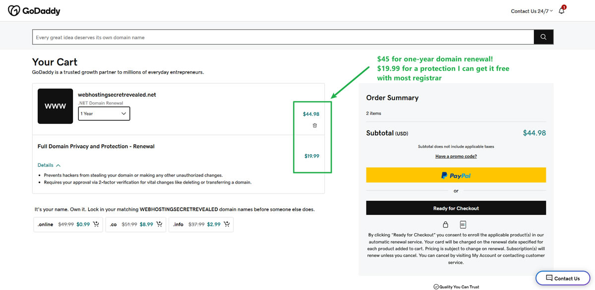 GoDaddy Domain Renewal Cost