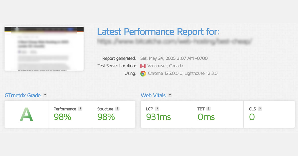 Hostinger Speed Test Results