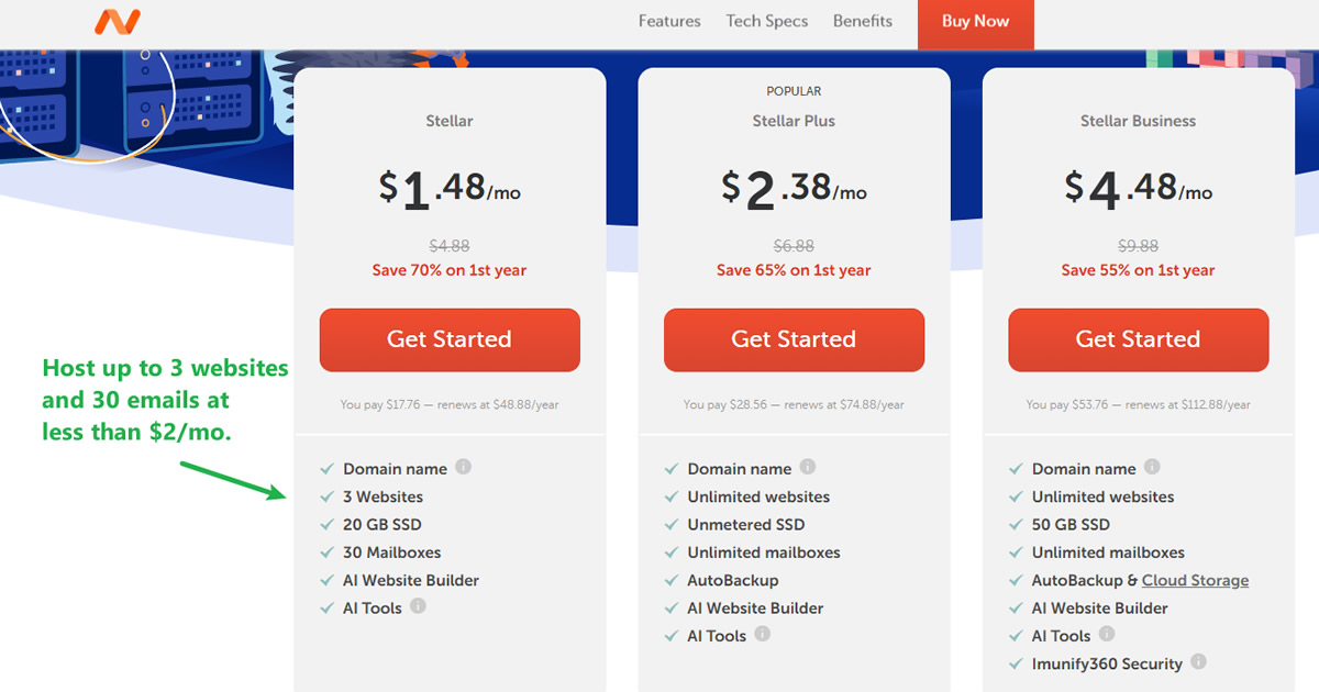 NameCheap Shared Plans NameCheap Shared Hosting Pricing